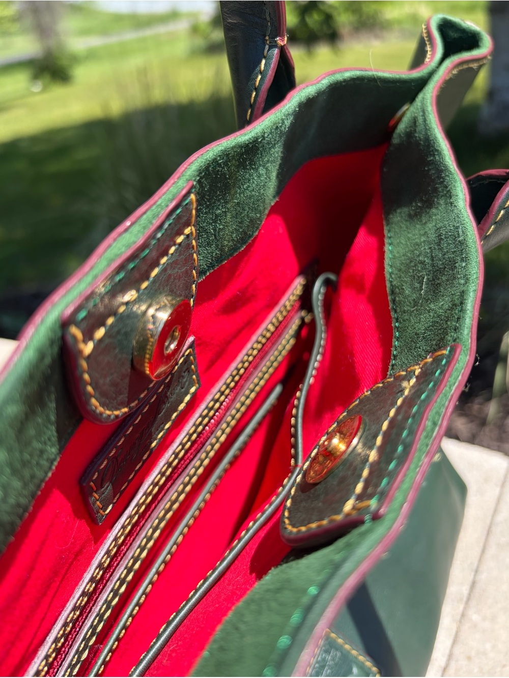 Dooney & Bourke Kristen Red Florentine Leather Tote Like New - Picture 6 of 17